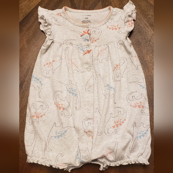 Simple Joys By Carters 3 Piece Romper Set Peach, Gray, and White Size 24 Months - Picture 8 of 15